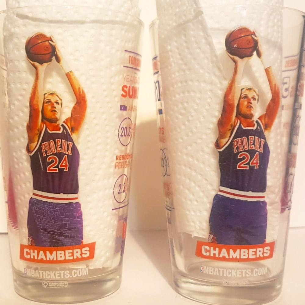 (2) Phoenix Suns Collectable Glassware- Chambers & Davis **Vintage**